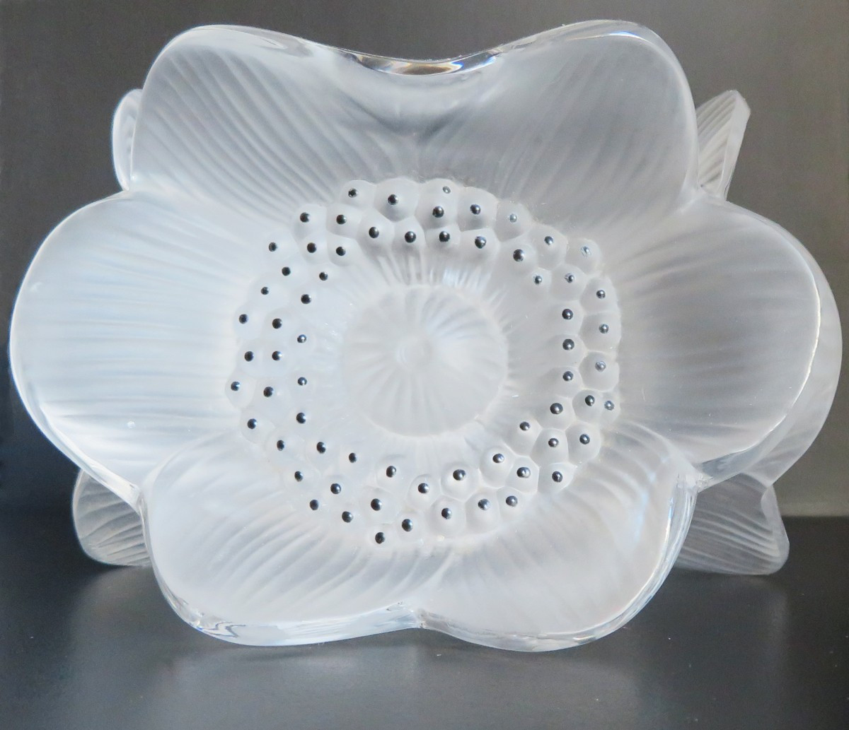 Candlestick With Three Anemones By Lalique.