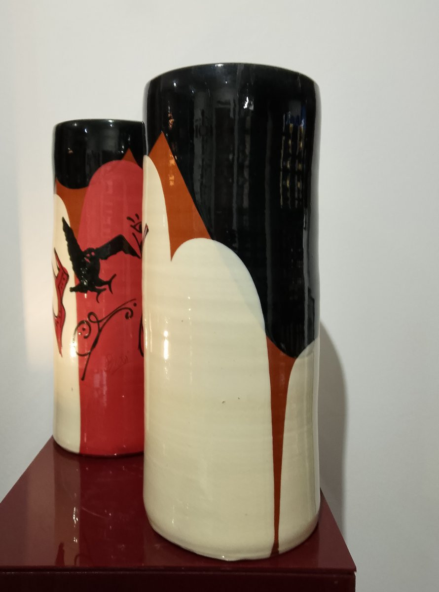Pair Of Roller-type Vases.-photo-3