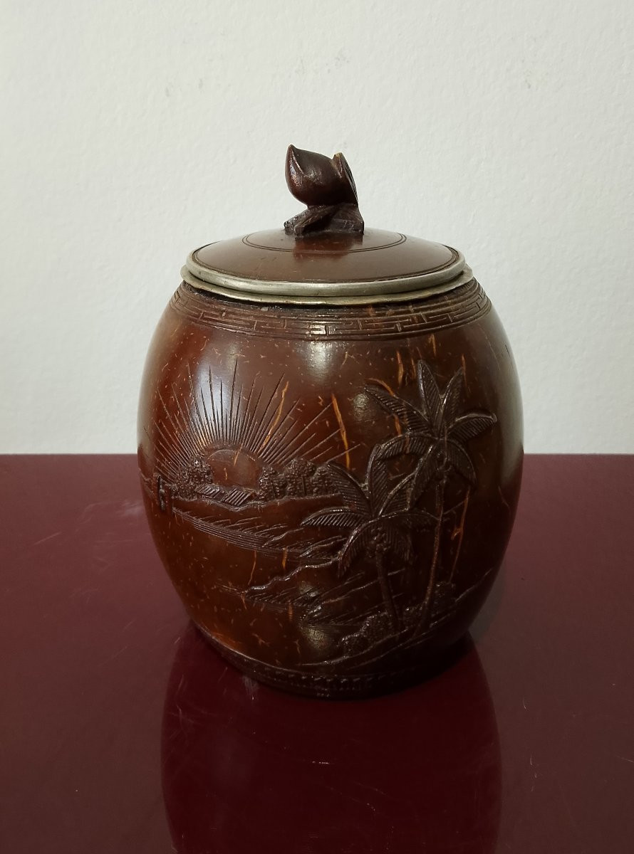 Tobacco Pot Made From Finely Carved Coconut.-photo-3