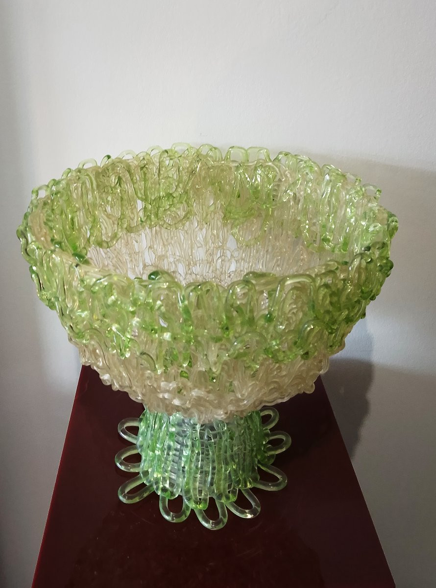 Large Resin Bowl-sculpture On A Pedestal From The 1970s.-photo-2