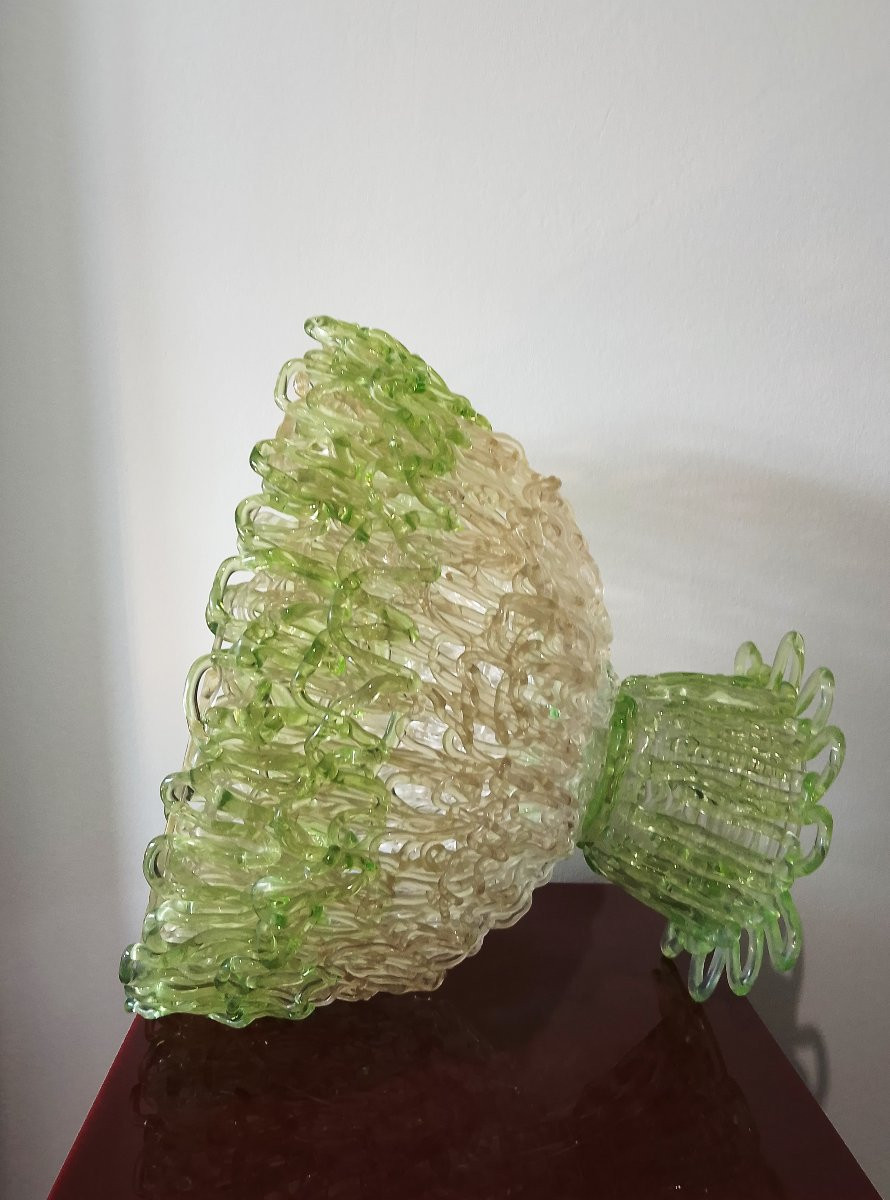 Large Resin Bowl-sculpture On A Pedestal From The 1970s.-photo-4