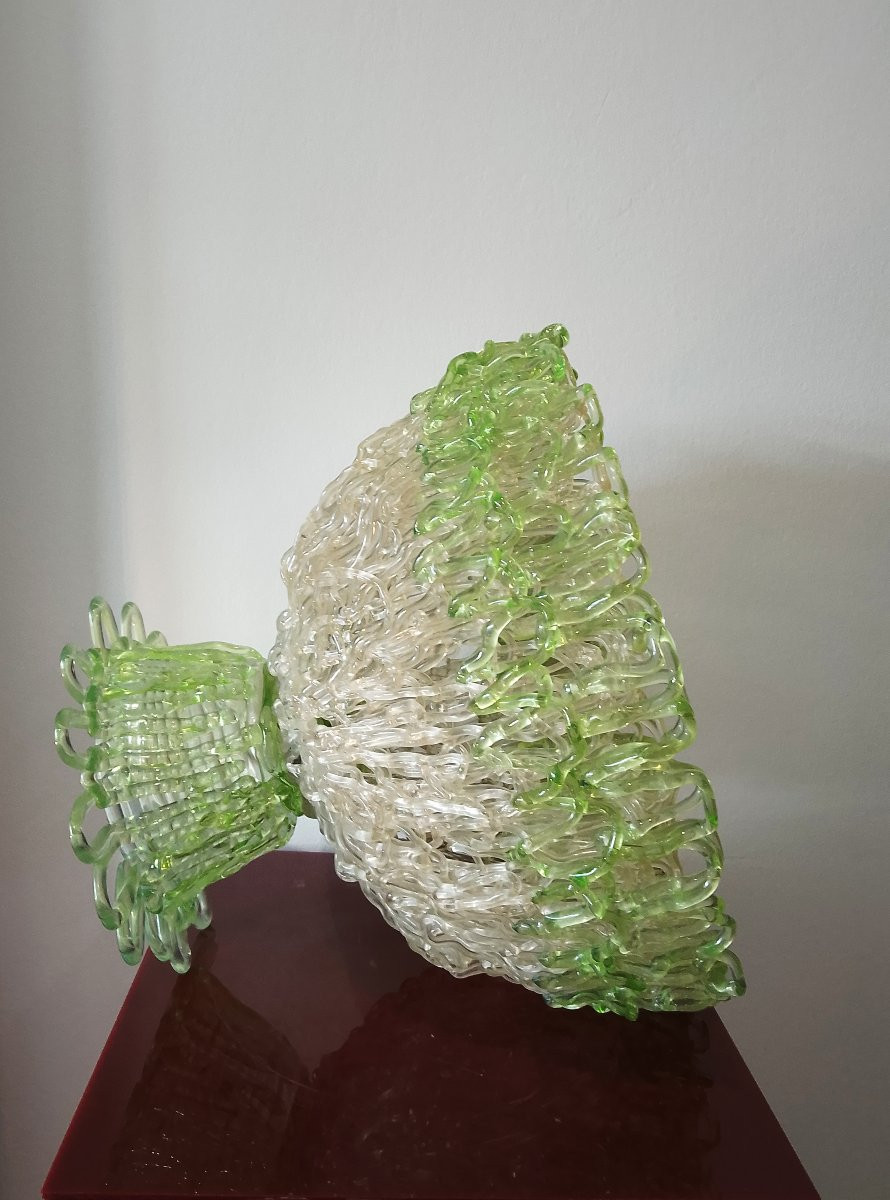 Large Resin Bowl-sculpture On A Pedestal From The 1970s.-photo-1