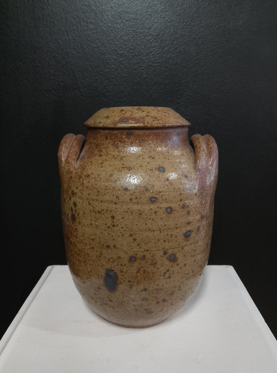 Glazed Stoneware Vinegar Pot By Guy Baudat.-photo-2