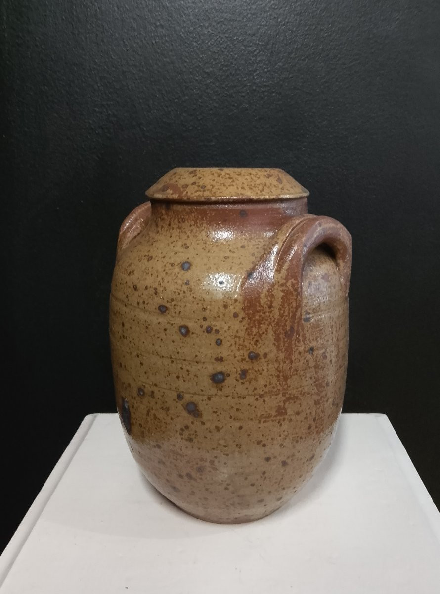 Glazed Stoneware Vinegar Pot By Guy Baudat.-photo-3