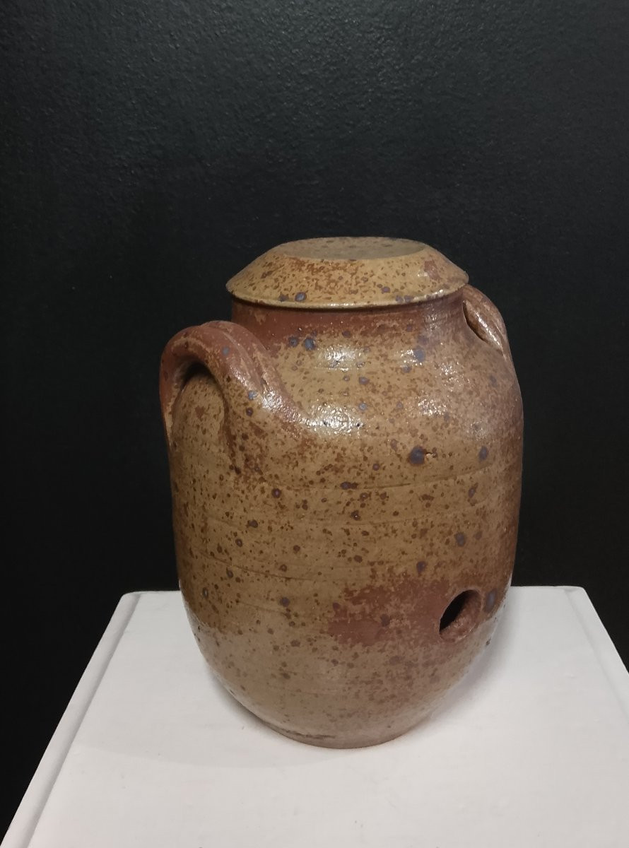Glazed Stoneware Vinegar Pot By Guy Baudat.-photo-1
