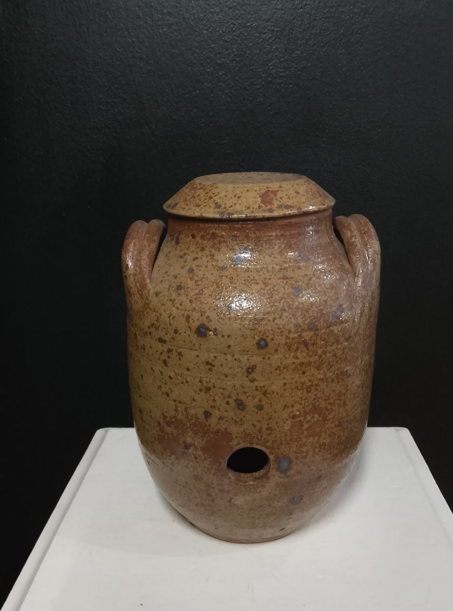 Glazed Stoneware Vinegar Pot By Guy Baudat.-photo-2