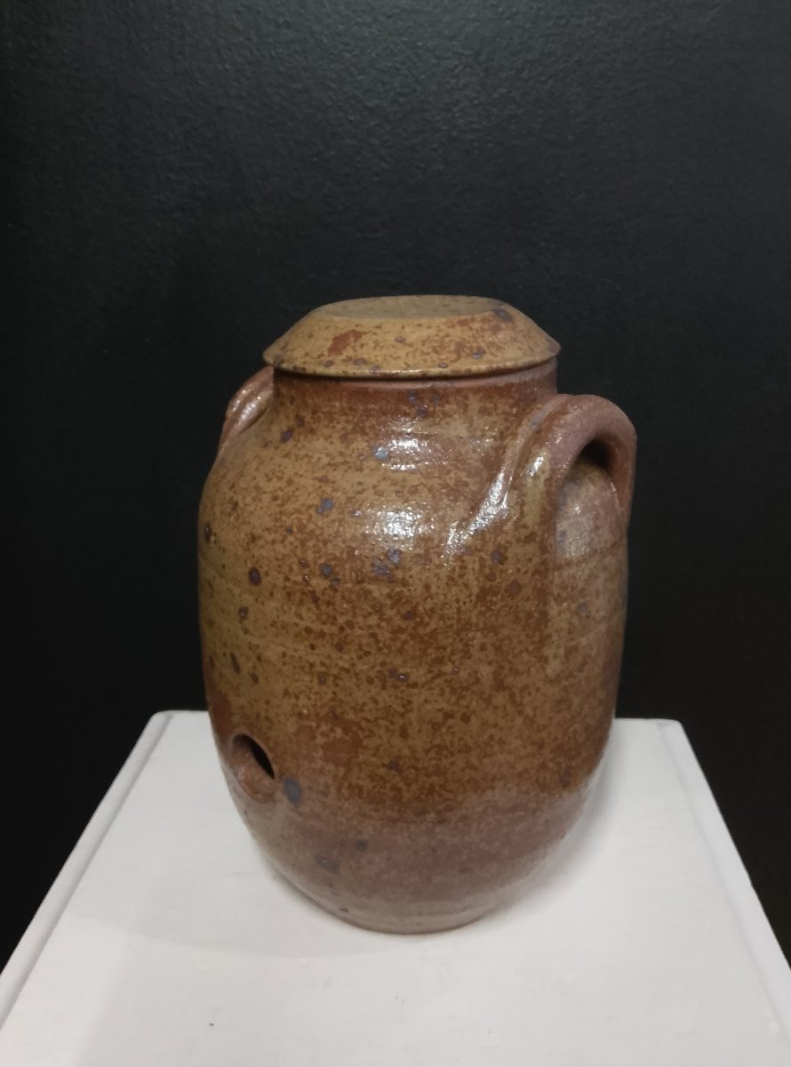 Glazed Stoneware Vinegar Pot By Guy Baudat.-photo-3