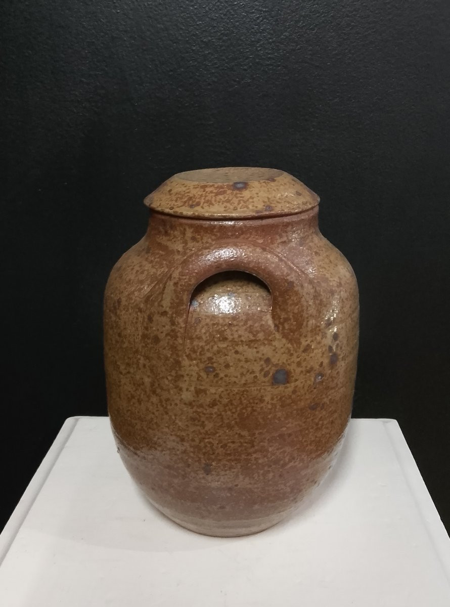 Glazed Stoneware Vinegar Pot By Guy Baudat.-photo-4