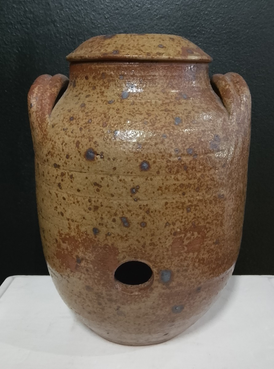 Glazed Stoneware Vinegar Pot By Guy Baudat.-photo-7