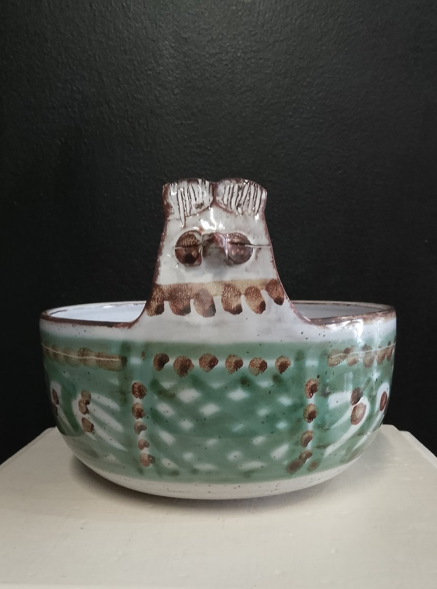 Large Zoomorphic Bowl By Michel Barbier ( Vallauris ).-photo-2