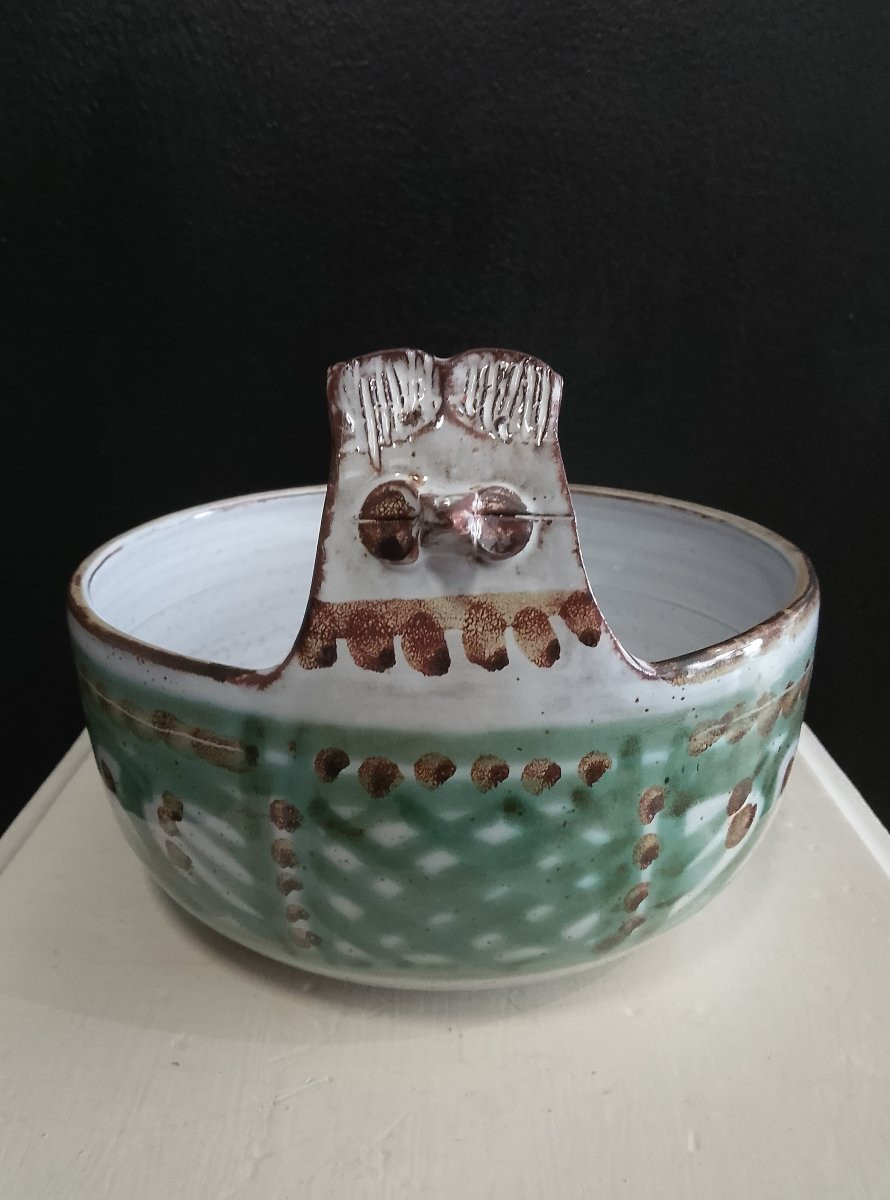 Large Zoomorphic Bowl By Michel Barbier ( Vallauris ).-photo-5
