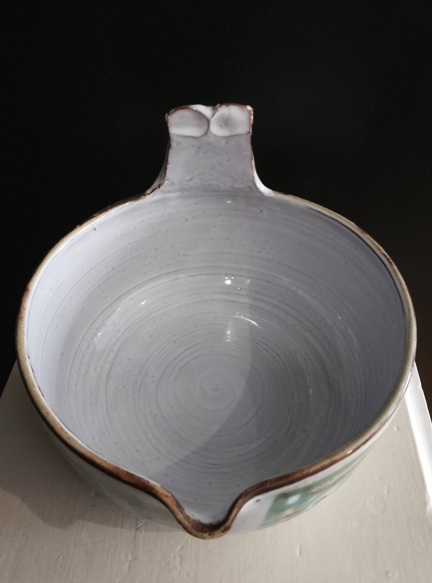 Large Zoomorphic Bowl By Michel Barbier ( Vallauris ).-photo-6