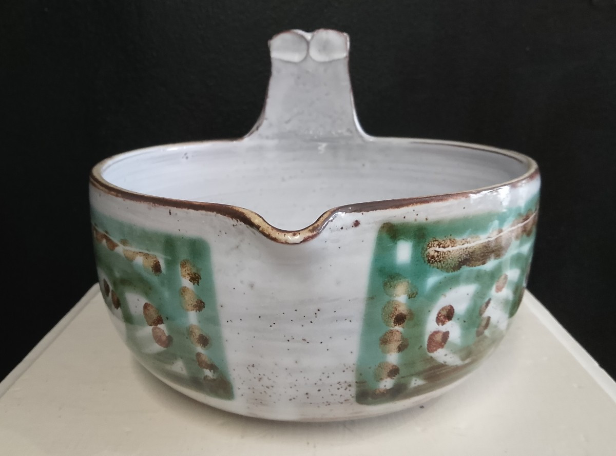 Large Zoomorphic Bowl By Michel Barbier ( Vallauris ).-photo-8