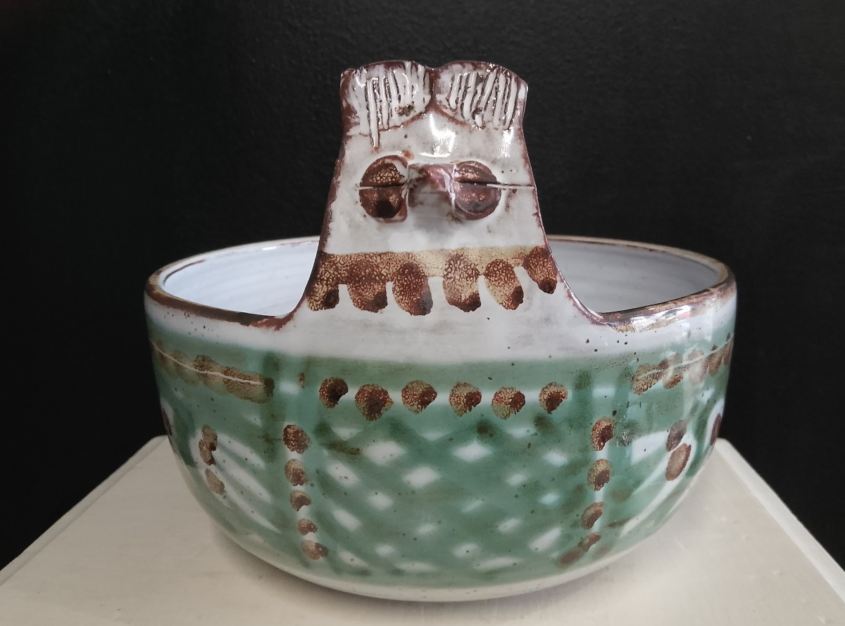 Large Zoomorphic Bowl By Michel Barbier ( Vallauris ).