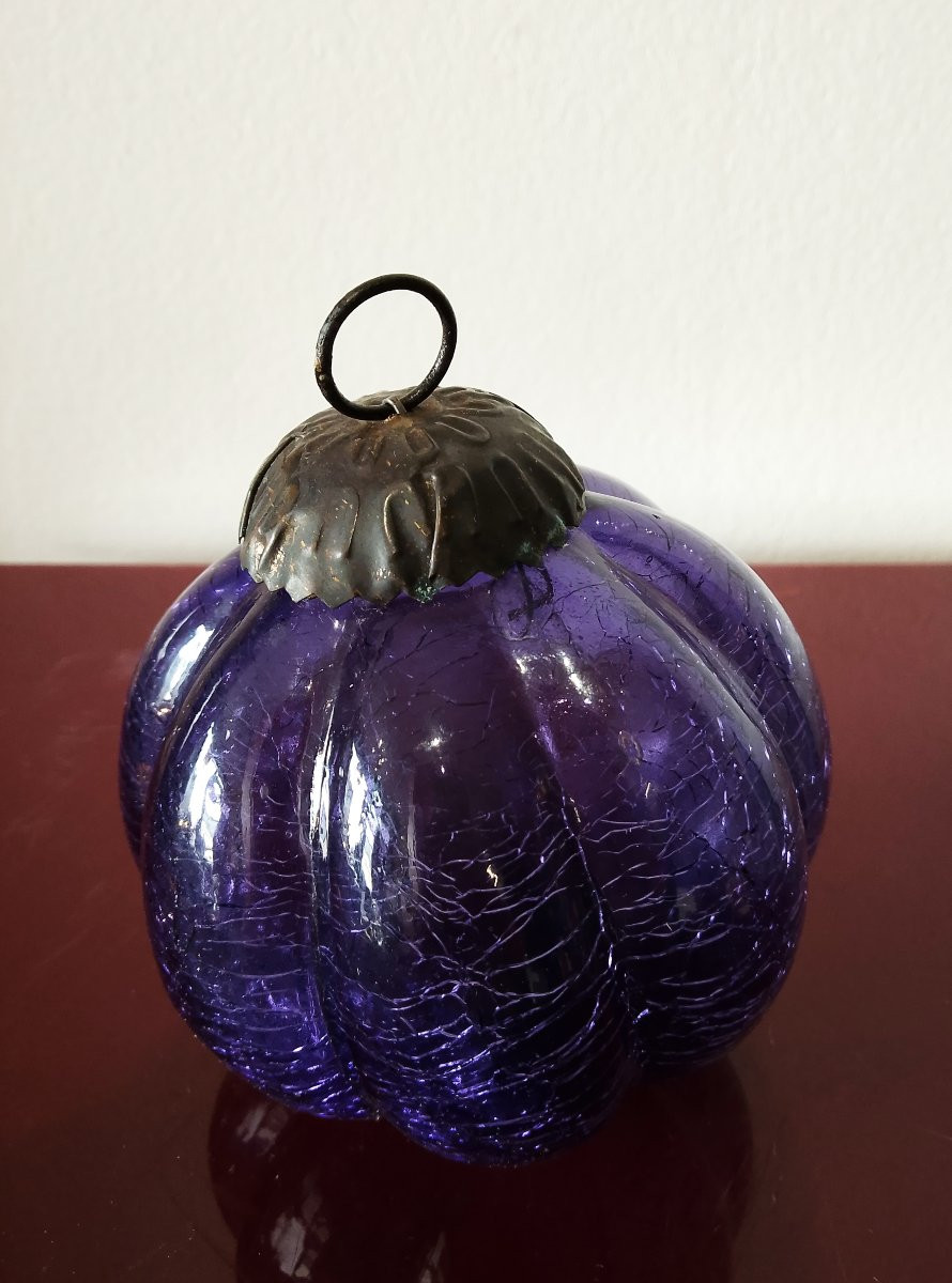 Boule de Noël ancienne en verre givré .-photo-3