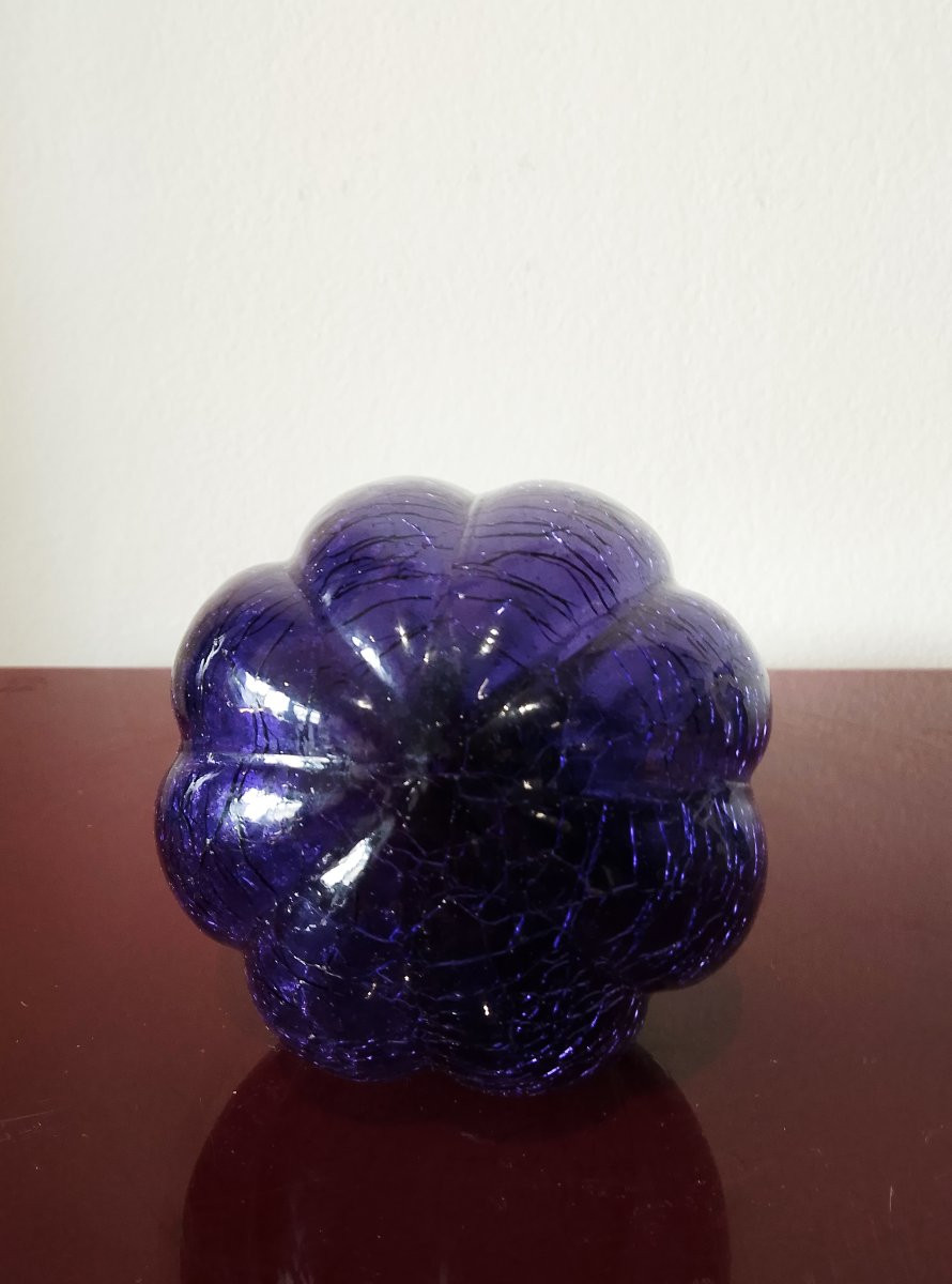 Boule de Noël ancienne en verre givré .-photo-3