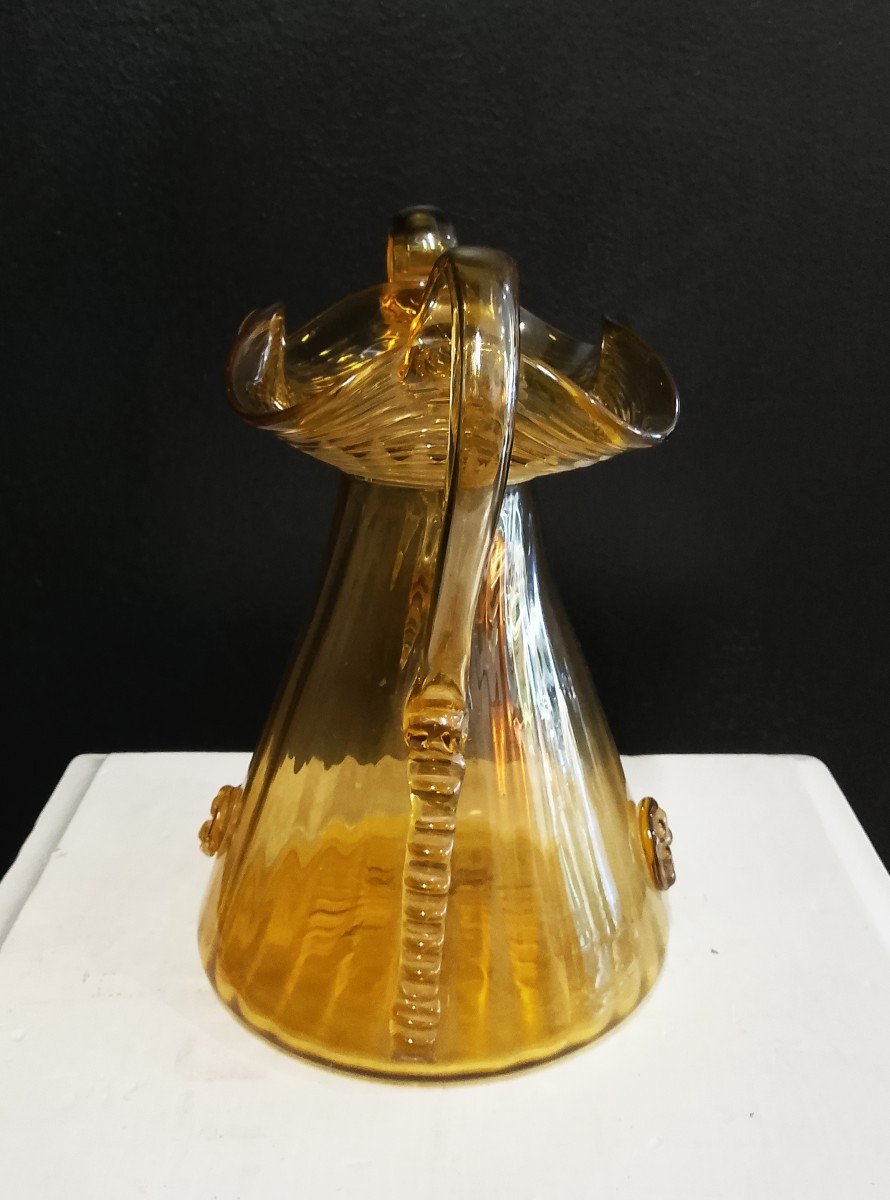 Gordiola Amber Blown Glass Vase.-photo-4