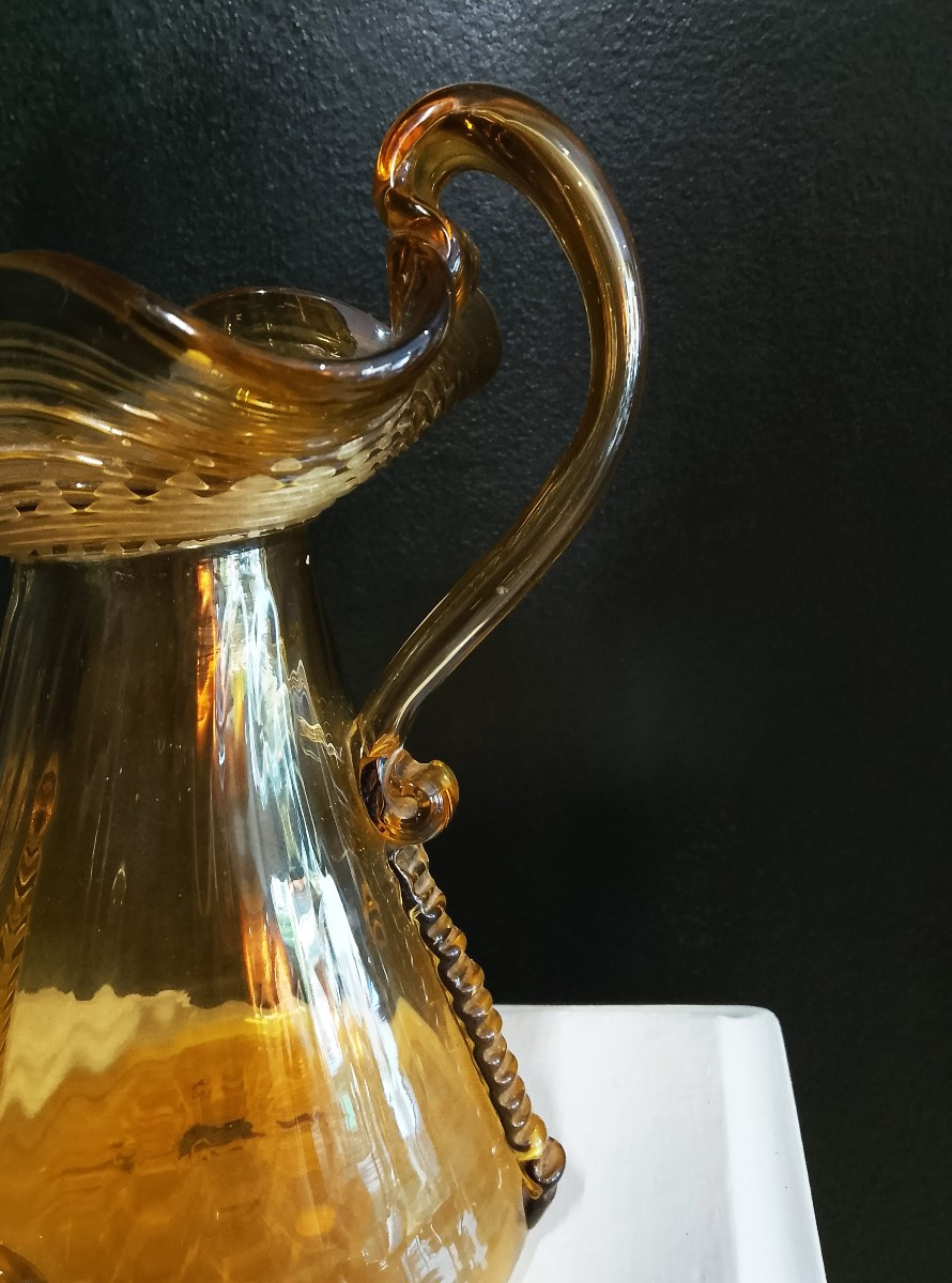 Gordiola Amber Blown Glass Vase.-photo-3