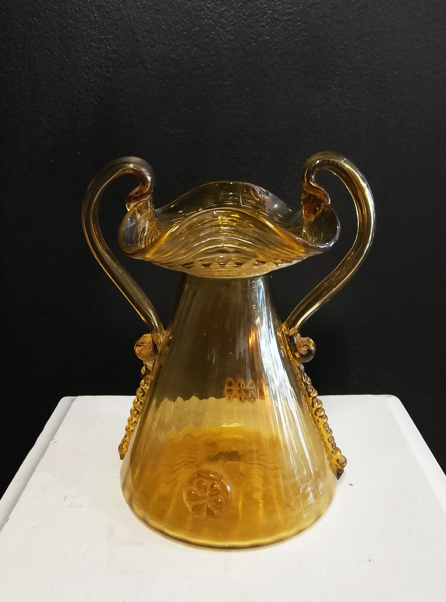 Gordiola Amber Blown Glass Vase.