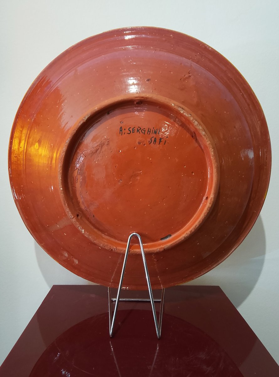 Large Ceramic Dish From The Serghini Pottery In Safi (morocco).-photo-4