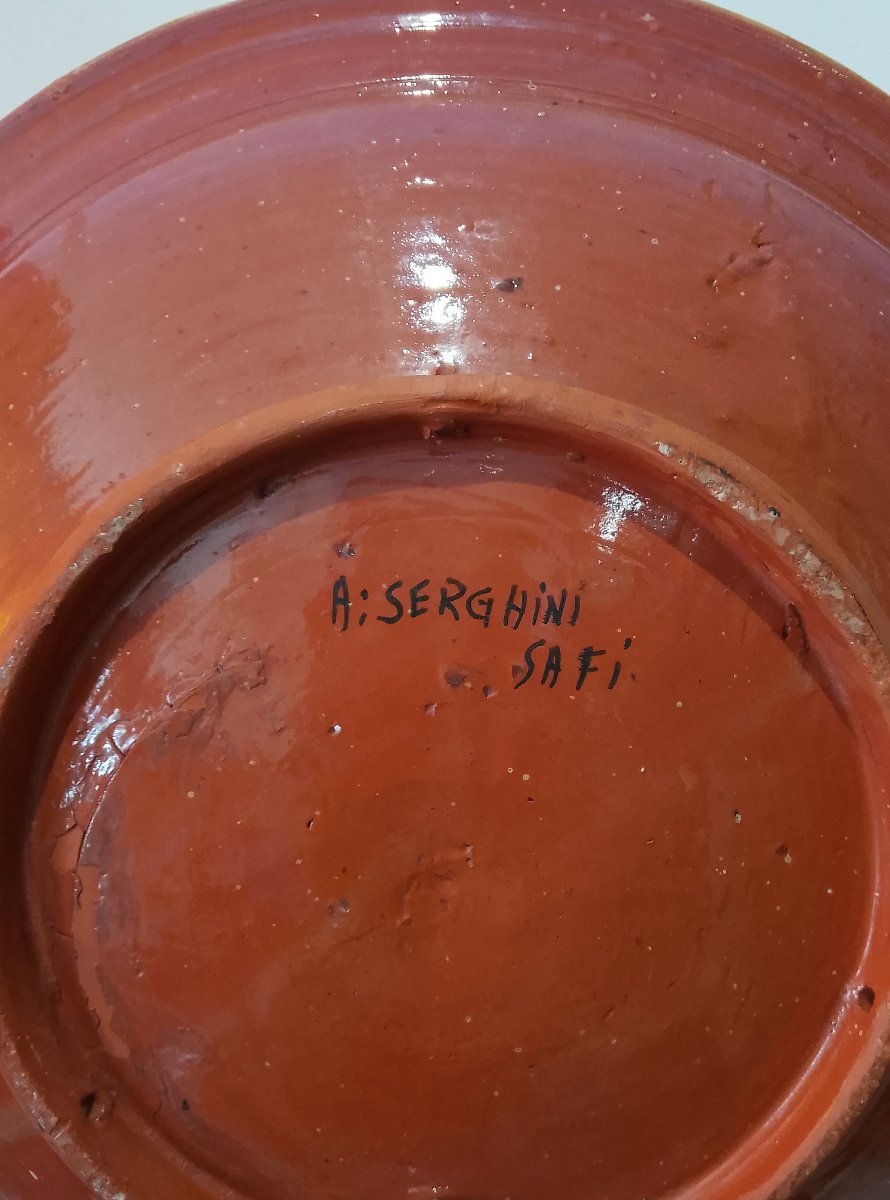 Large Ceramic Dish From The Serghini Pottery In Safi (morocco).-photo-5