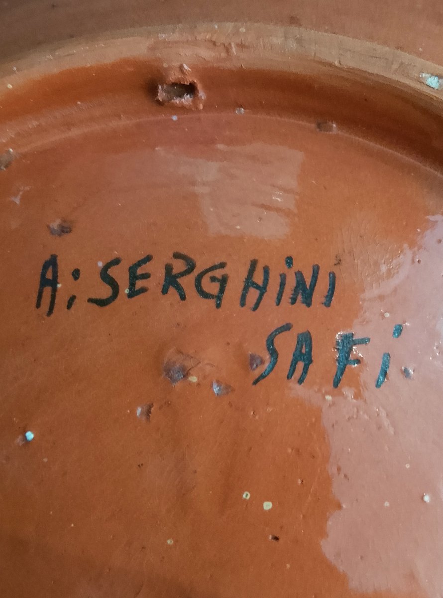 Large Ceramic Dish From The Serghini Pottery In Safi (morocco).-photo-6