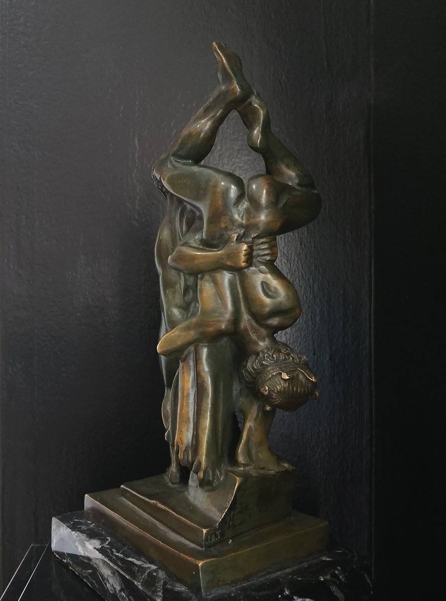“ Hercule et Diomède ”. Epreuve en bronze de Lorenz.-photo-2