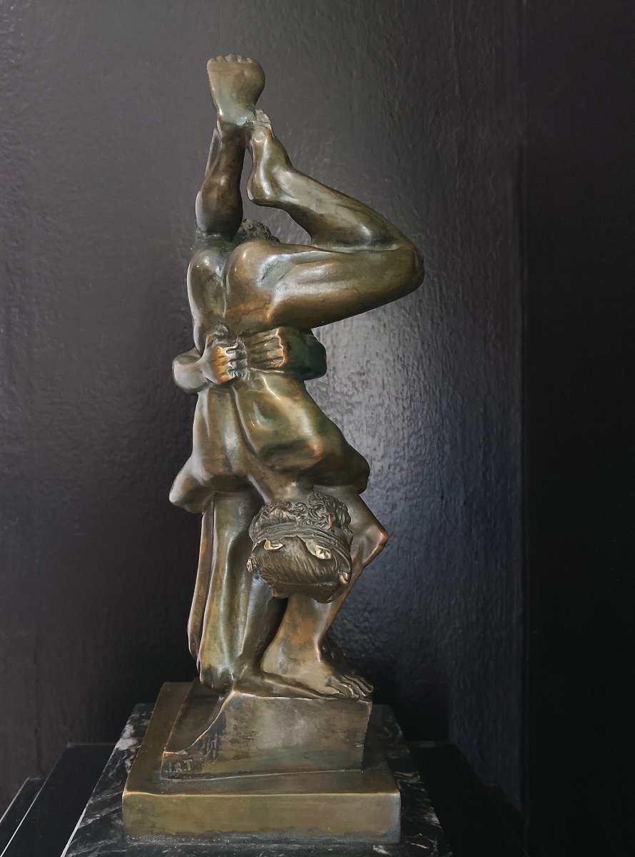 “ Hercule et Diomède ”. Epreuve en bronze de Lorenz.-photo-3