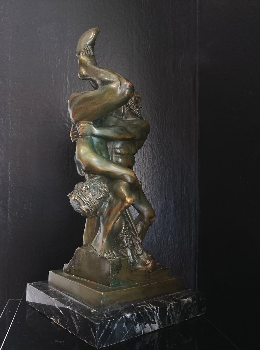 “ Hercule et Diomède ”. Epreuve en bronze de Lorenz.-photo-4