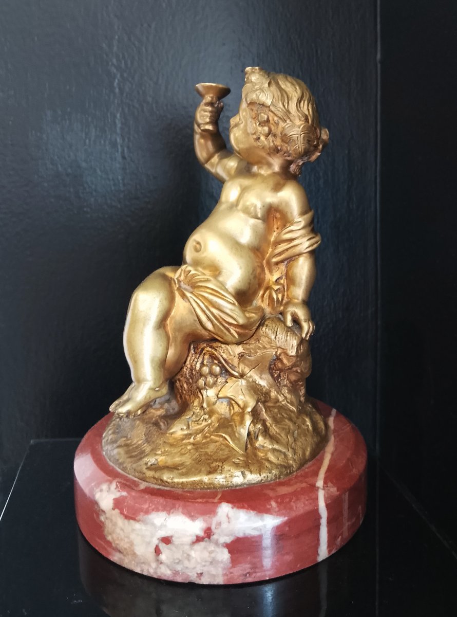 Child Bacchus Holding A Cup. 19th-century Bronze. -photo-3