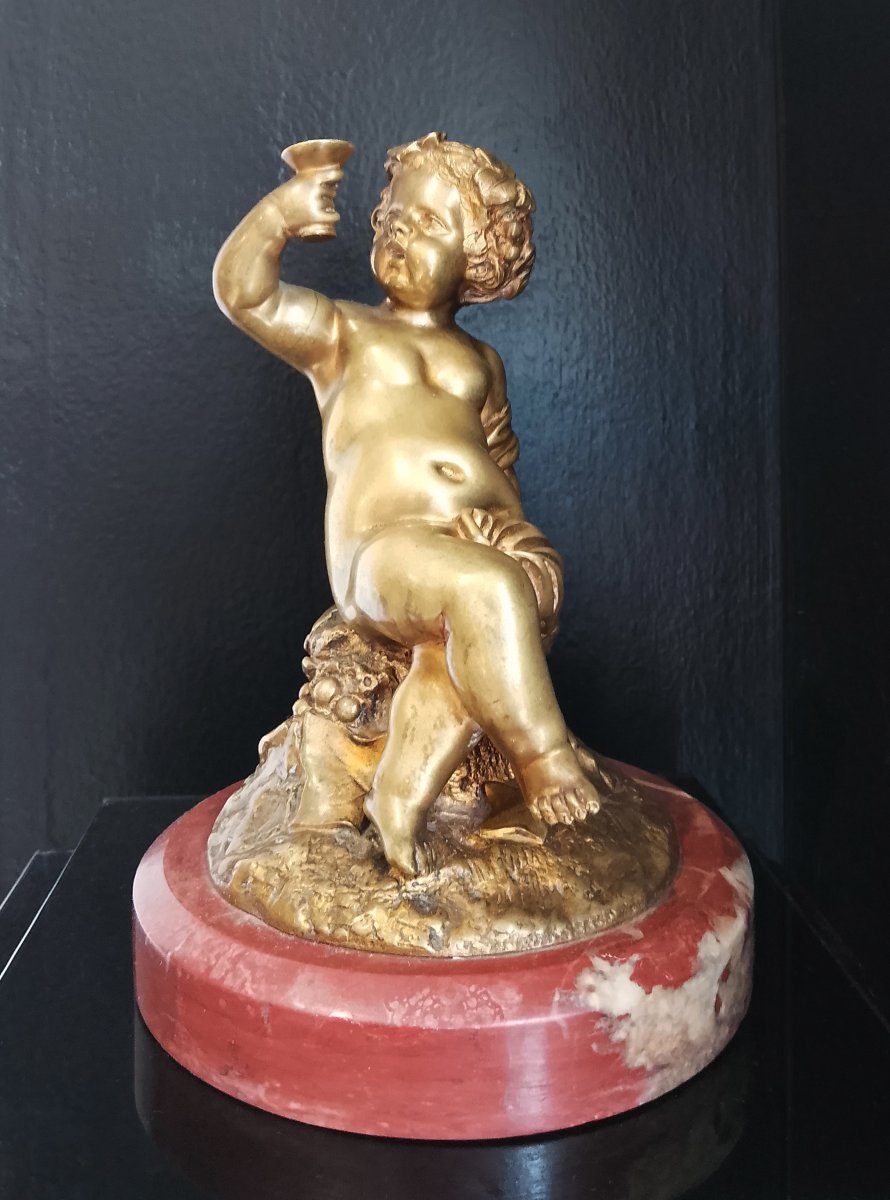 Child Bacchus Holding A Cup. 19th-century Bronze. 