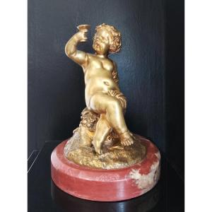 Child Bacchus Holding A Cup. 19th-century Bronze.