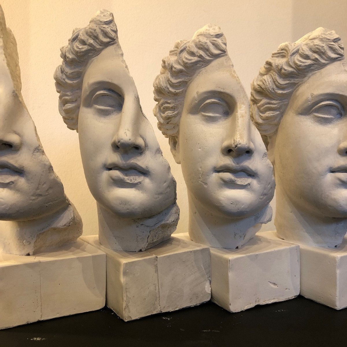Fragments Of Head Of Alexander The Great, Plaster Sculptures In Four (4) Copies-photo-2