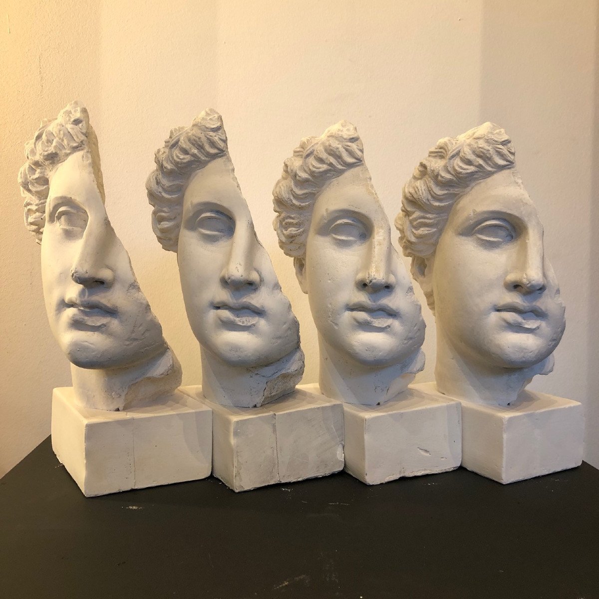 Fragments Of Head Of Alexander The Great, Plaster Sculptures In Four (4) Copies