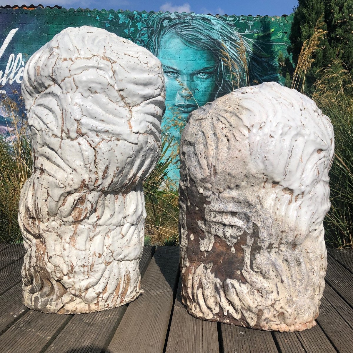 Two (2) Monolithic Ceramic Sculptures By Hervé Rousseau (born In 1955)-photo-3
