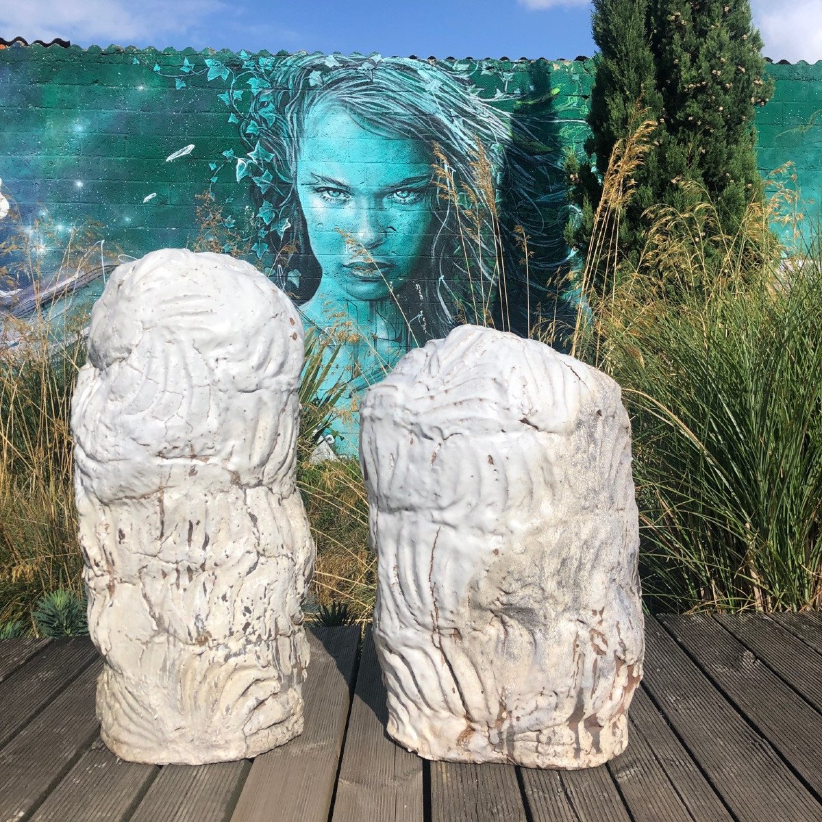 Two (2) Monolithic Ceramic Sculptures By Hervé Rousseau (born In 1955)