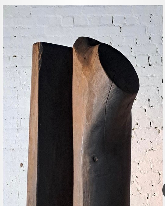 Abstract And Free-form Wooden Sculpture By Roland Lavianne (1948-2022)-photo-3
