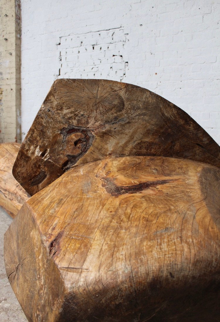 grande sculpture en bois 'pebble' par le sculpteur belge Roland LAVIANNE (1948-2022) -photo-4