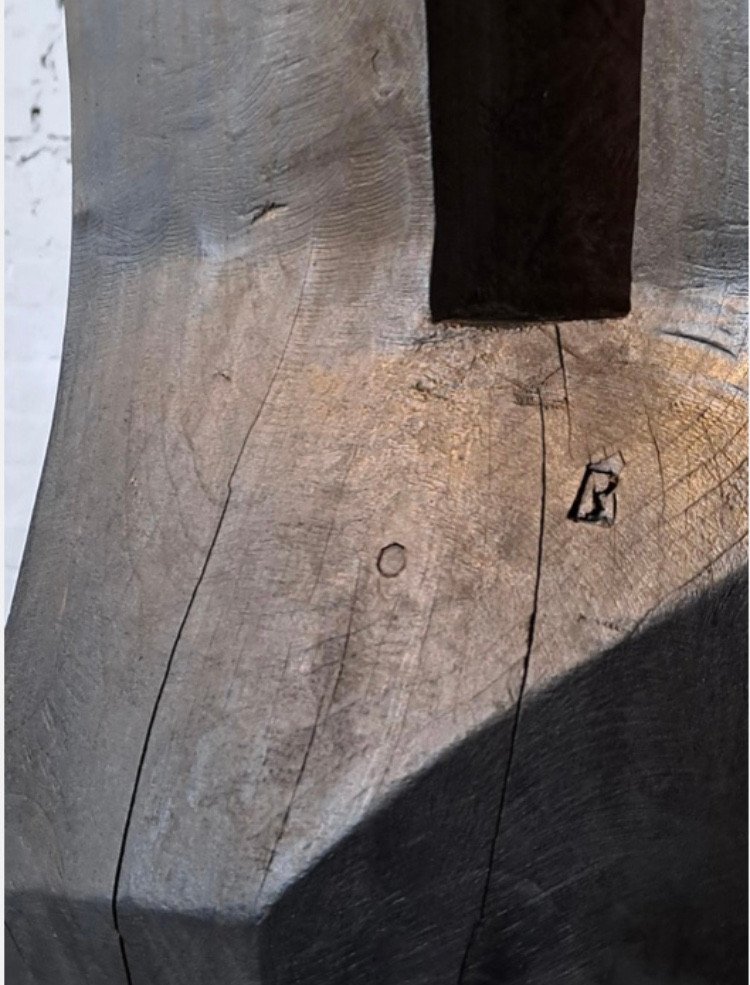 Abstract Sculpture In Burnt Chestnut Wood By The Belgian Sculptor Roland Lavianne (1948-2022)-photo-3