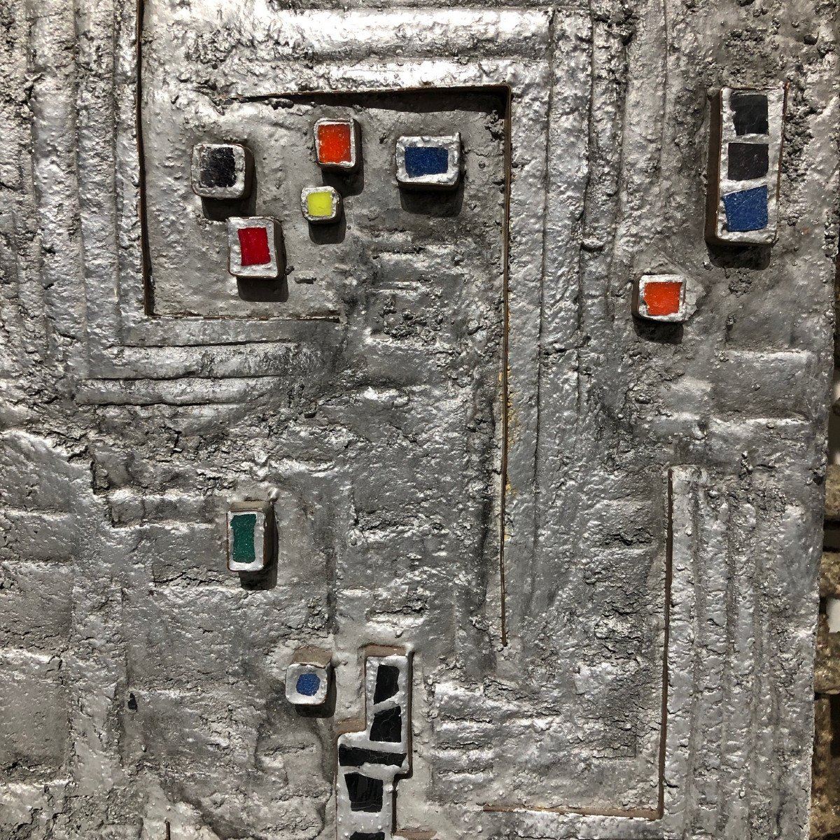 Decorative Wall Plaque In Cast Aluminum And Enamels, By The German Sculptor Helmut Schlüter-photo-4