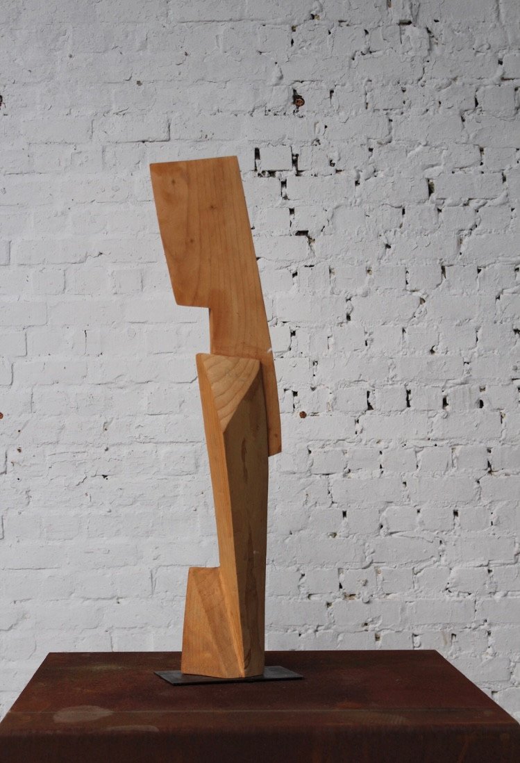 Free-form Chestnut Wood Sculpture By Roland Lavianne (1948-2022)