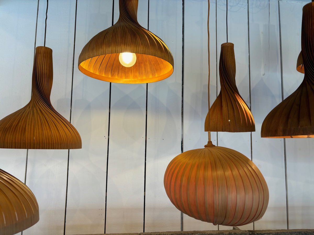 Nine (9) Larch Slat Suspensions By Swedish Designer Hans-agne Jakobsson-photo-1