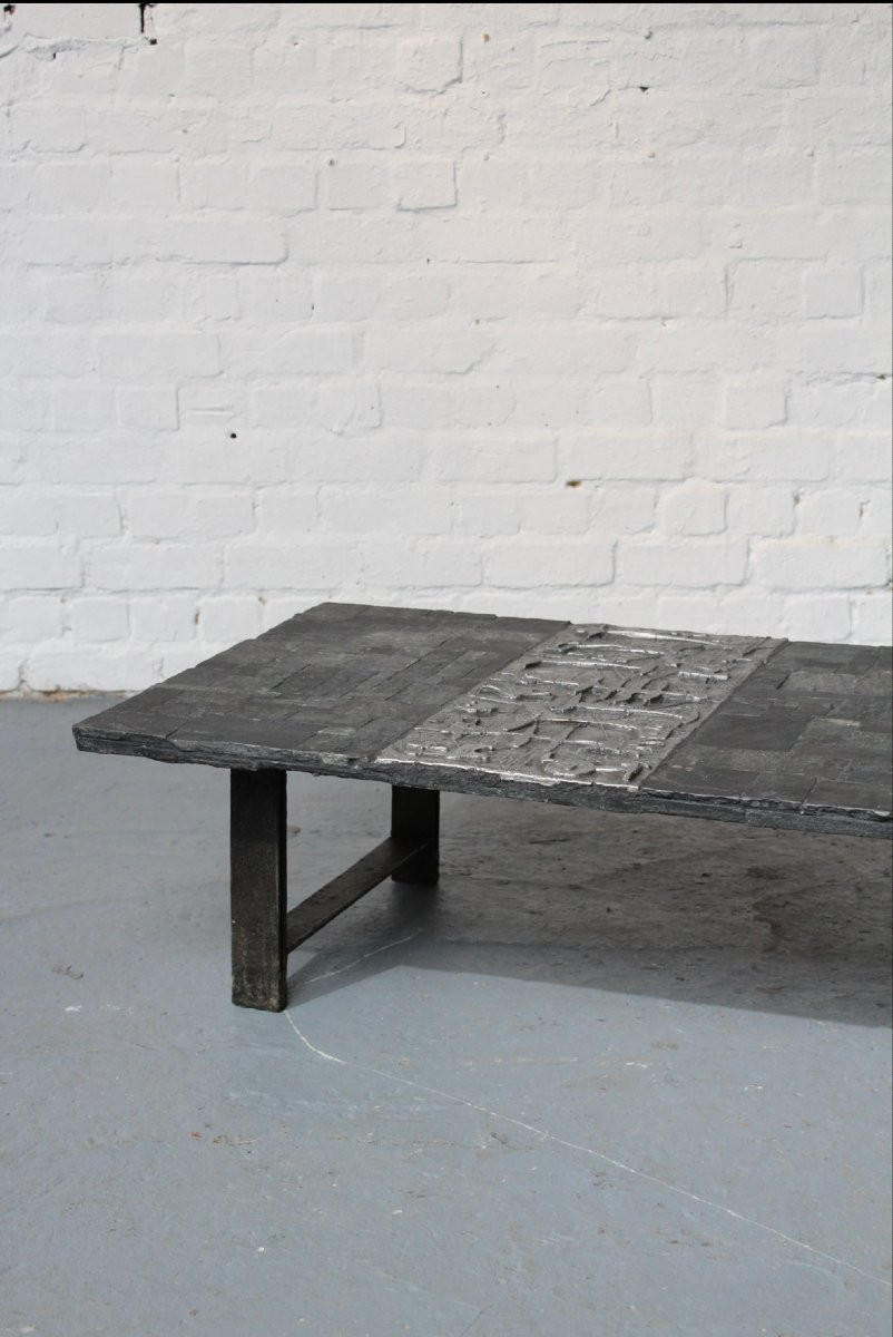 Slate Coffee Table By Belgian Artist Jules Dewaele, Pseudonym Pia Manu-photo-5