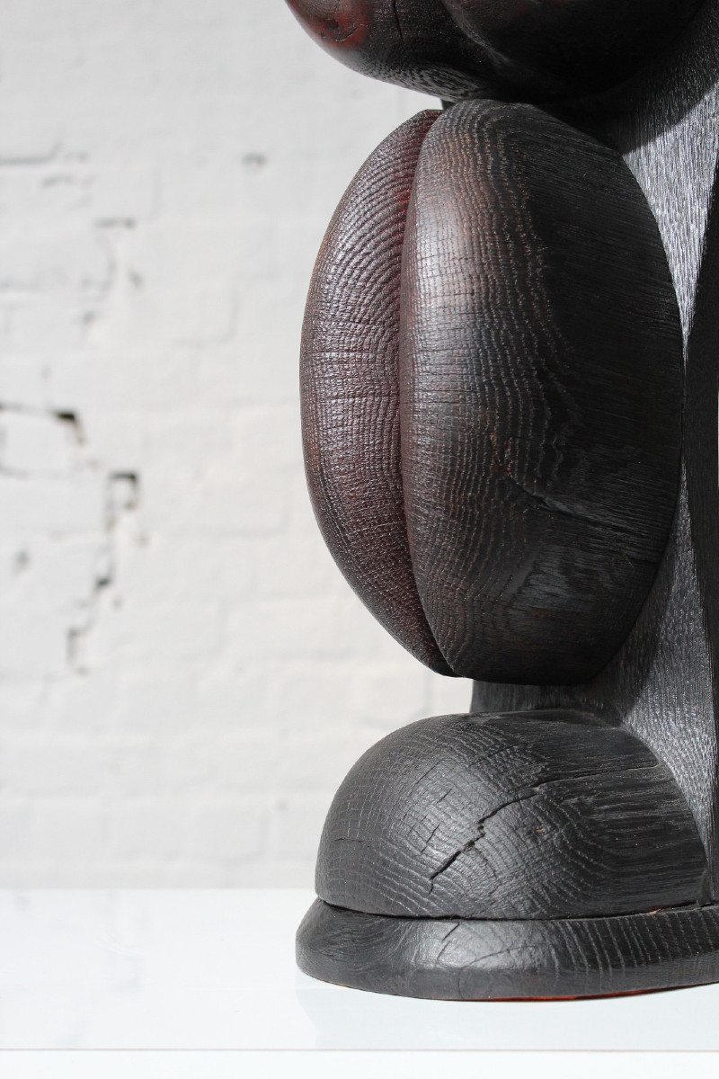 Burnt Wood Totem Sculpture By Belgian Sculptor Jacky De Mayer-photo-1