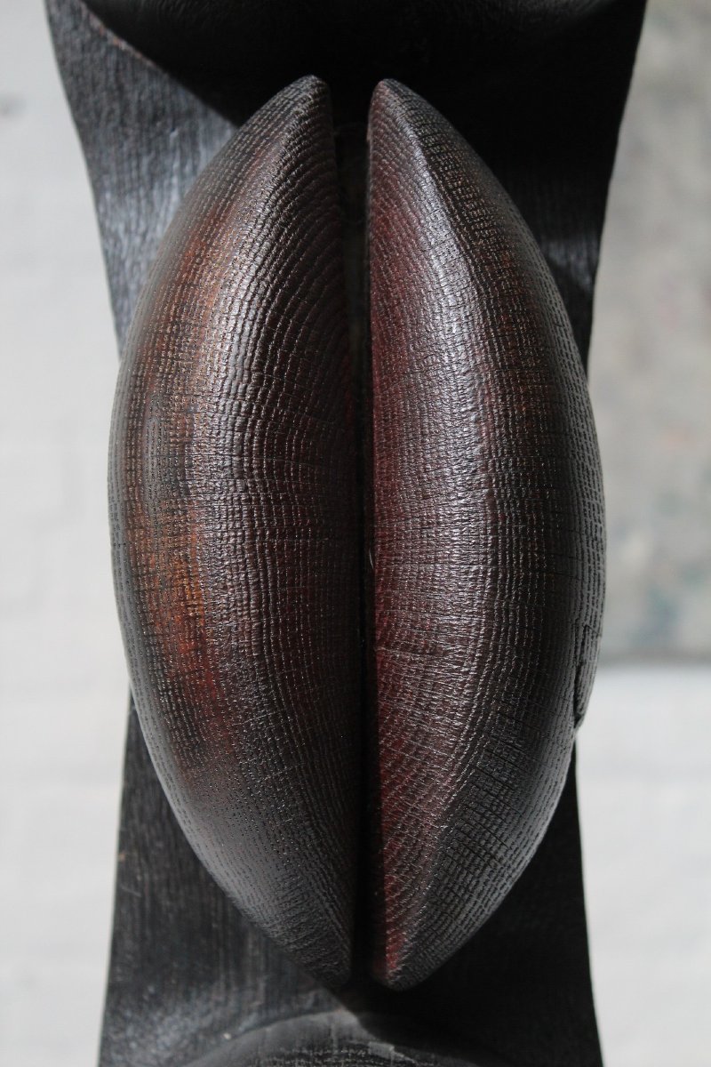 Burnt Wood Totem Sculpture By Belgian Sculptor Jacky De Mayer-photo-2