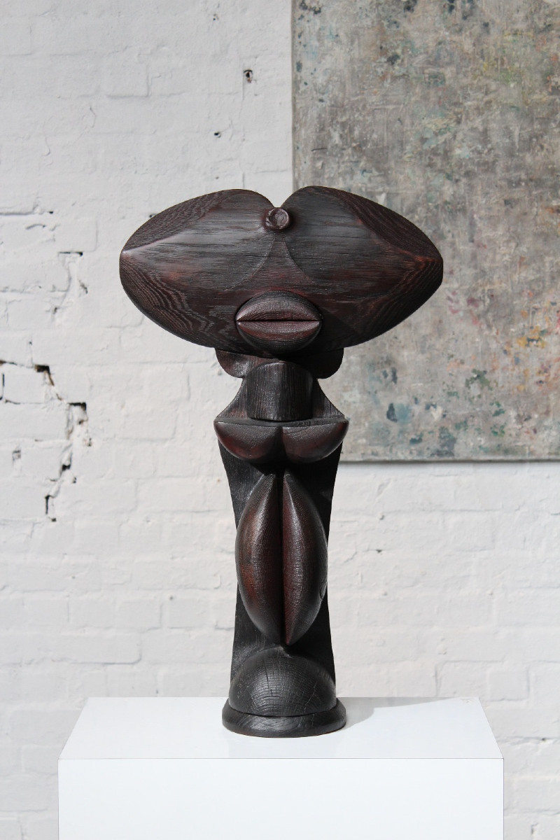 Burnt Wood Totem Sculpture By Belgian Sculptor Jacky De Mayer