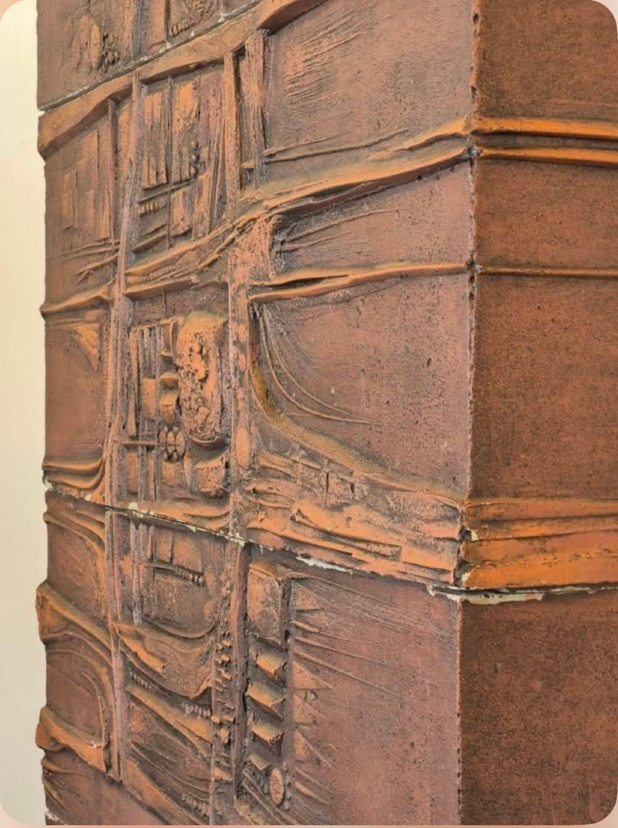 cheminée en ciment émaillé par Rogier Vandeweghe pour Amphora , signé , vers 1979-photo-6