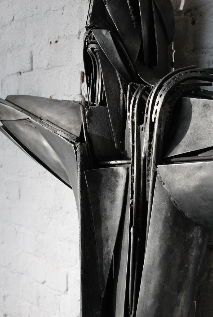 Christ (height 160 Cm) By The Belgian Sculptor Roger Bonduel (1930-2019) In Welded Steel -photo-4