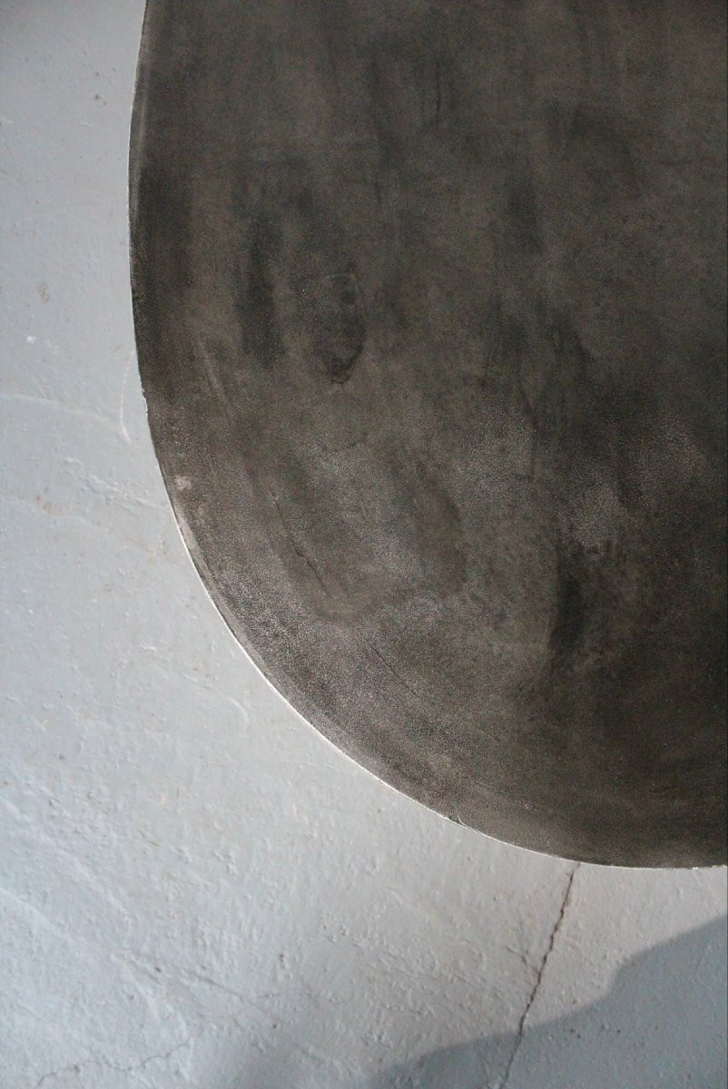 Console Table By Belgian Sculptor Roger Bonduel (1930-2019) In Acid-etched Steel And Patina-photo-4