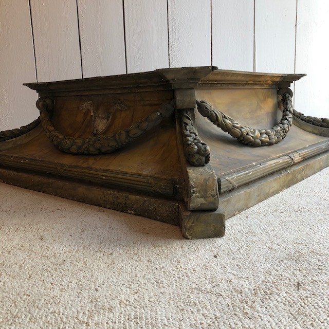 Large Plinth, Pedestal, 19th Century, In Carved And Polychrome Wood With Garland And Ribbon Decoration-photo-5